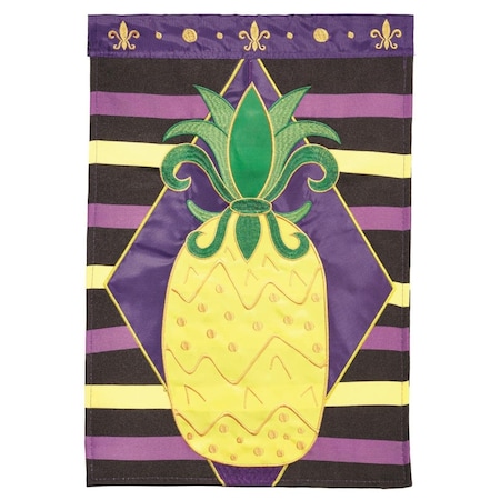 13 X 18 In Double Applique Pineapple FLD Polyester  Print Garden Flag
